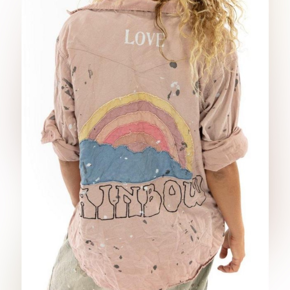 NWOT Magnolia Pearl Kelly Western Over the Rainbow button down